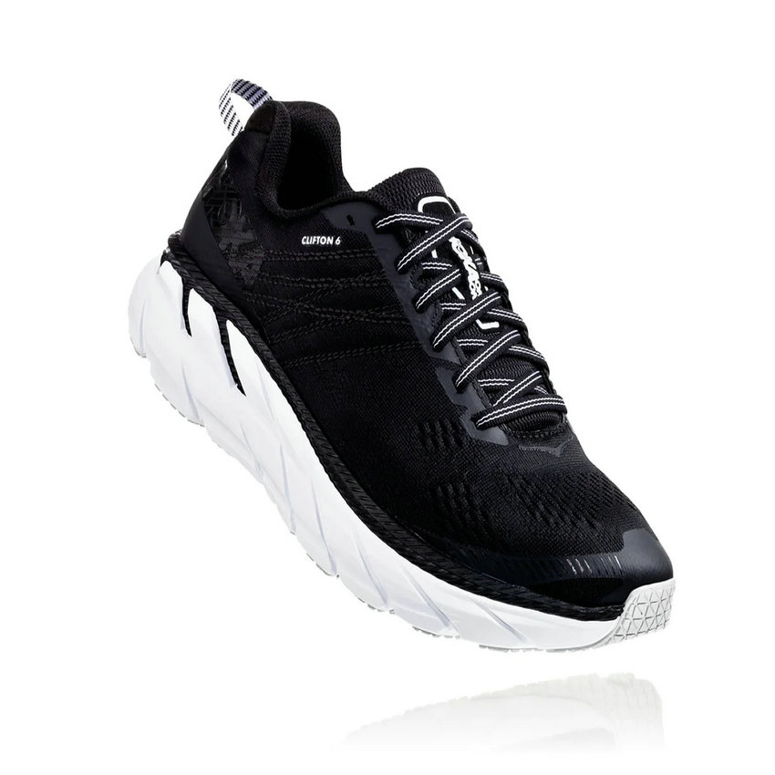 HOKA ONE ONE MEN'S CLIFTON 6 BLACK / WHITE