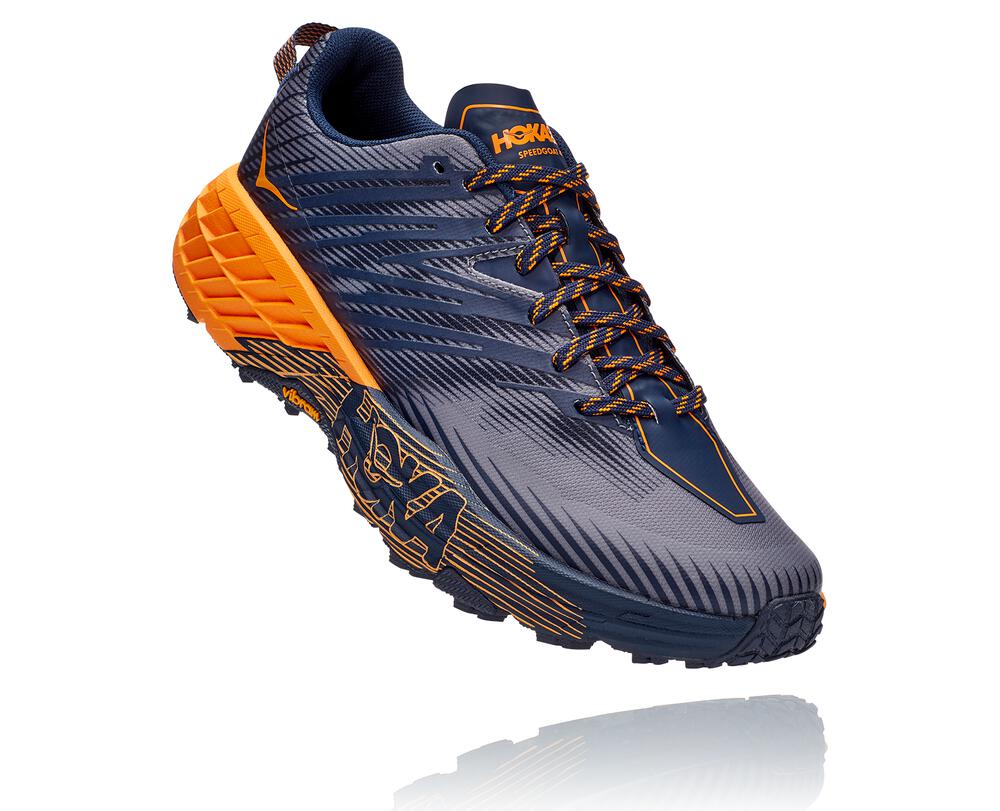 HOKA ONE ONE Speedgoat 4 for Men - BLACK IRIS / BRIGHT MARIGOLD