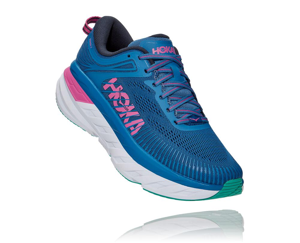 HOKA ONE ONE Bondi 7 for Men - VALLARTA BLUE / PHLOX PINK