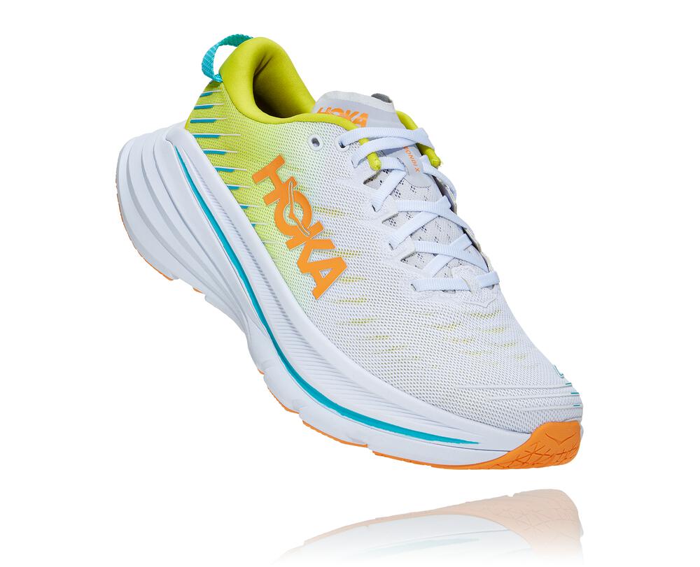 HOKA ONE ONE Bondi X for Men - WHITE / EVENING PRIMROSE